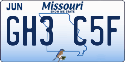 MO license plate GH3C5F