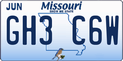 MO license plate GH3C6W