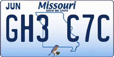 MO license plate GH3C7C
