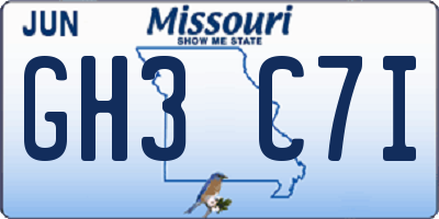 MO license plate GH3C7I