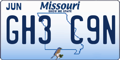 MO license plate GH3C9N