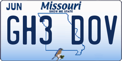 MO license plate GH3D0V