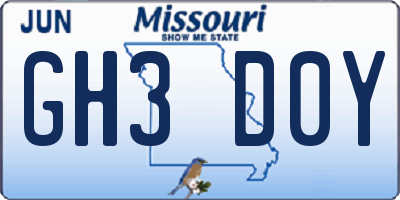 MO license plate GH3D0Y
