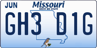 MO license plate GH3D1G