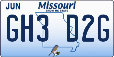 MO license plate GH3D2G