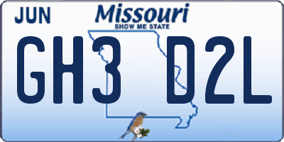 MO license plate GH3D2L