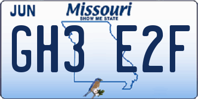 MO license plate GH3E2F