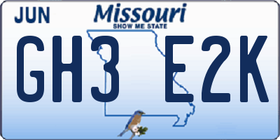 MO license plate GH3E2K