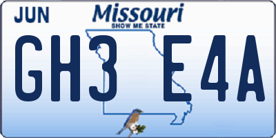 MO license plate GH3E4A