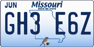 MO license plate GH3E6Z
