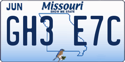 MO license plate GH3E7C