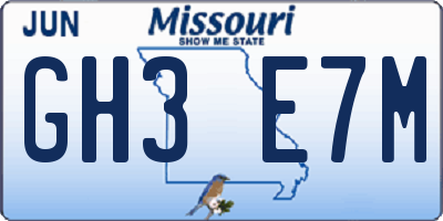 MO license plate GH3E7M