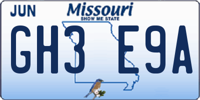MO license plate GH3E9A