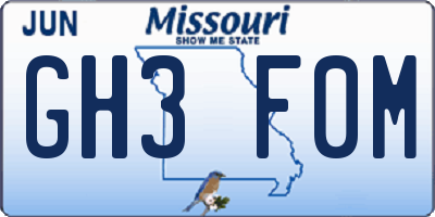 MO license plate GH3F0M