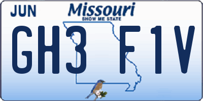 MO license plate GH3F1V