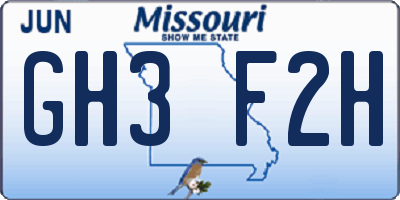 MO license plate GH3F2H