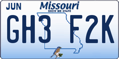 MO license plate GH3F2K