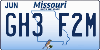 MO license plate GH3F2M