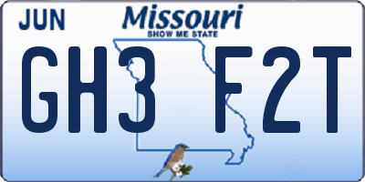 MO license plate GH3F2T