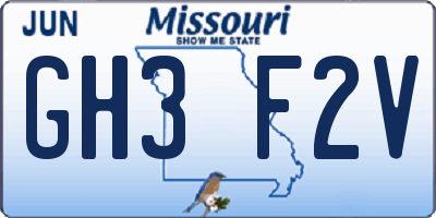 MO license plate GH3F2V