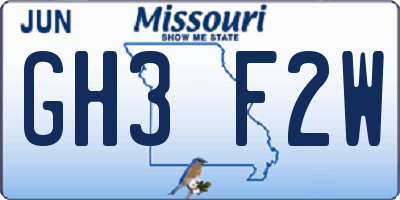 MO license plate GH3F2W