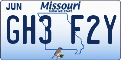 MO license plate GH3F2Y