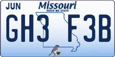 MO license plate GH3F3B