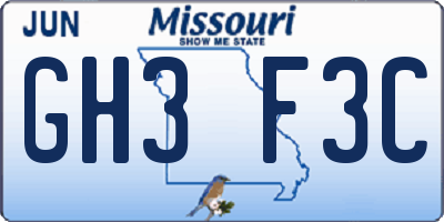 MO license plate GH3F3C