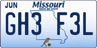 MO license plate GH3F3L