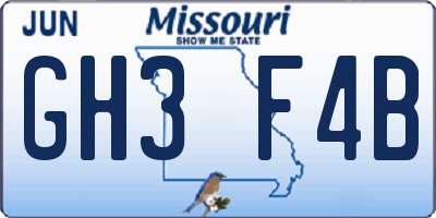 MO license plate GH3F4B