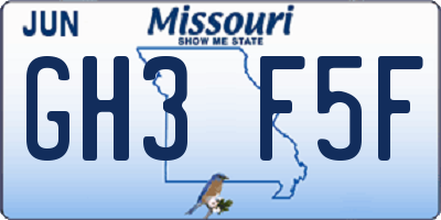 MO license plate GH3F5F