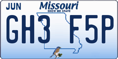 MO license plate GH3F5P