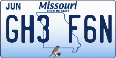 MO license plate GH3F6N