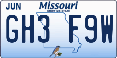 MO license plate GH3F9W