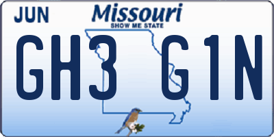 MO license plate GH3G1N