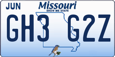 MO license plate GH3G2Z
