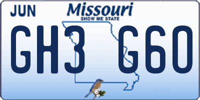 MO license plate GH3G6O