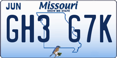 MO license plate GH3G7K