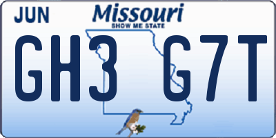 MO license plate GH3G7T