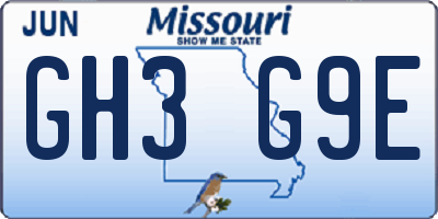 MO license plate GH3G9E
