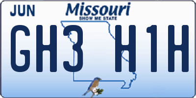 MO license plate GH3H1H