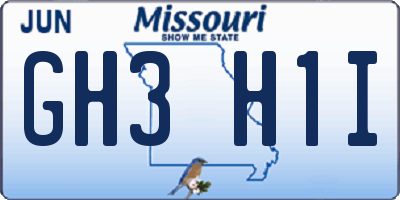 MO license plate GH3H1I