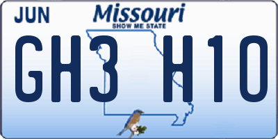 MO license plate GH3H1O