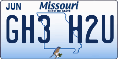 MO license plate GH3H2U