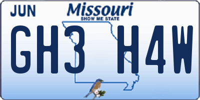 MO license plate GH3H4W