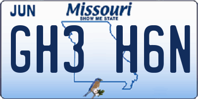 MO license plate GH3H6N