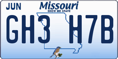 MO license plate GH3H7B