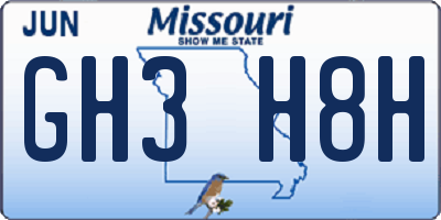 MO license plate GH3H8H