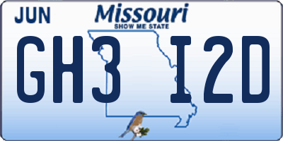 MO license plate GH3I2D