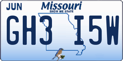 MO license plate GH3I5W